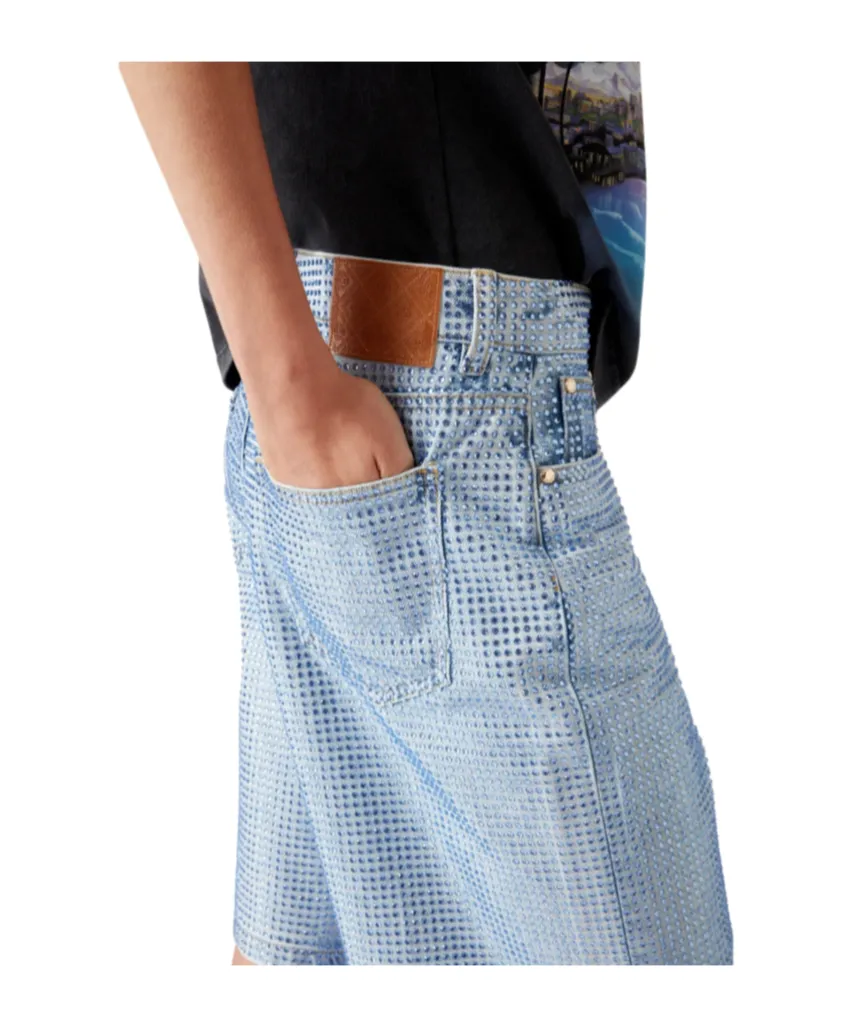 Crystal Embellished Denim Shorts