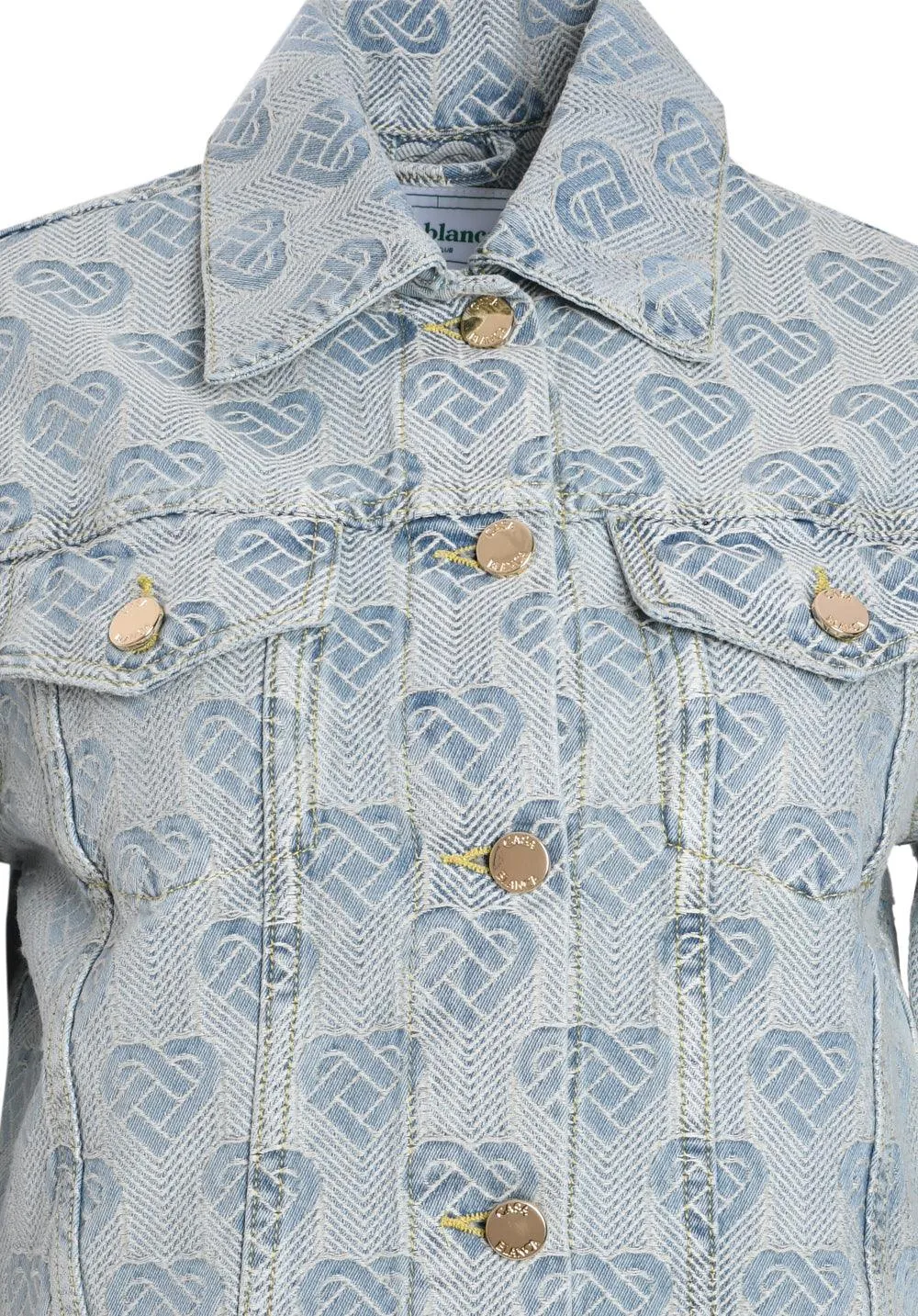 Heart-Shaped Lettering Jacquard Denim Jacket