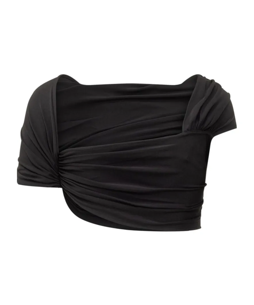 Crepe Draped Crop Top