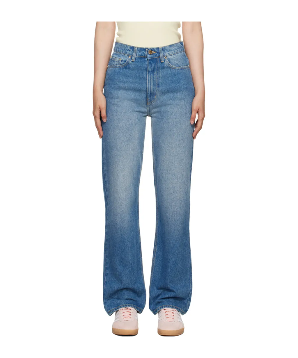 High-Waist Logo Embroidered Denim Jeans
