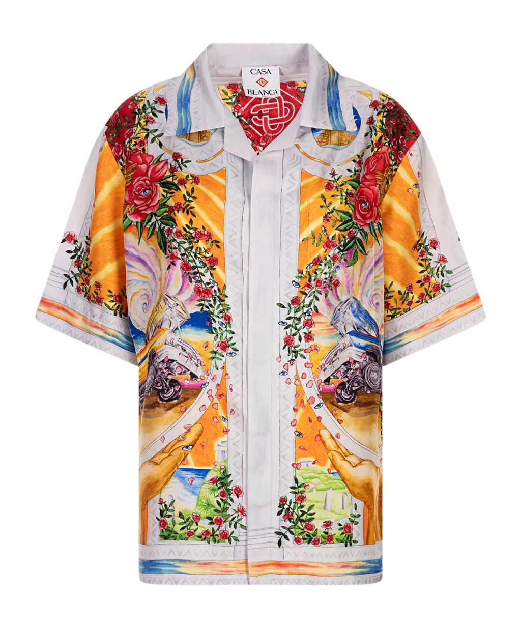 La Tornade De Rose Short Sleeved Satin Shirt