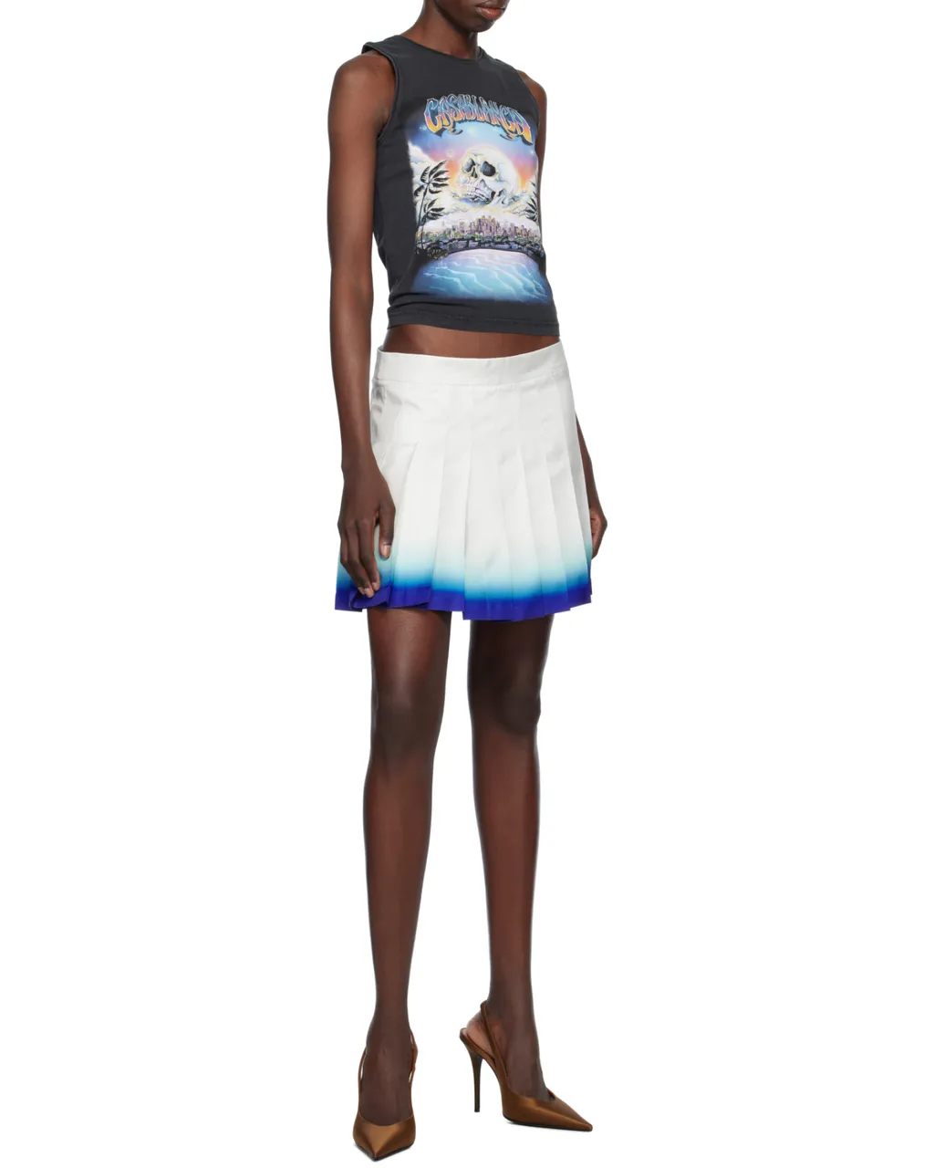 Casa Way Skate Pleated Satin Skirt