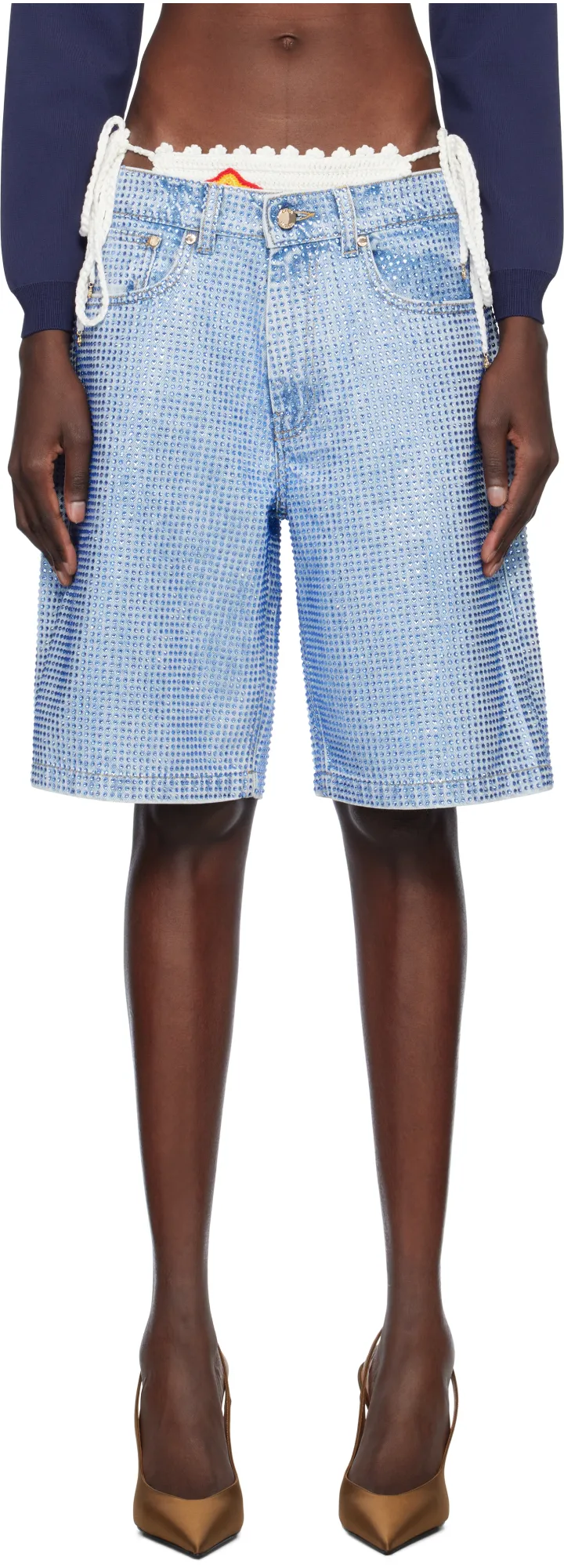 Embellished Denim Shorts