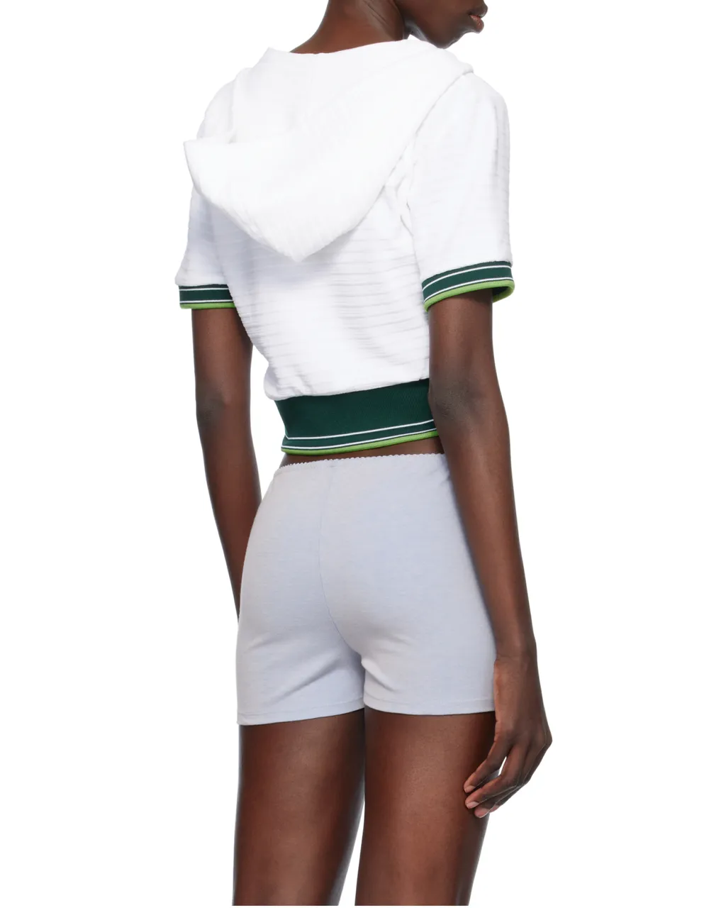 Tennis Textured Velour Cropped Hooded Top