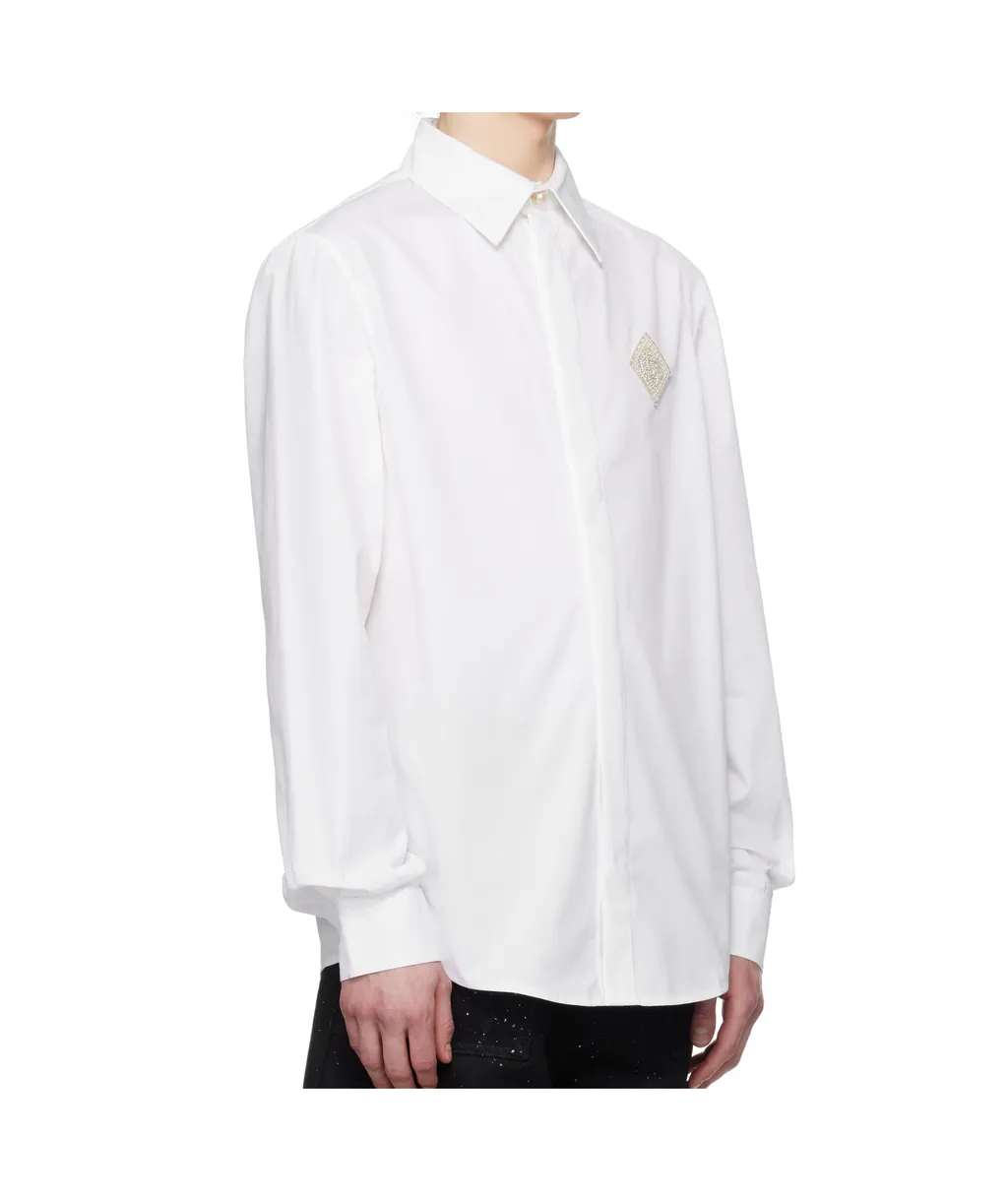 Monogram Embroidered Box-Pleat Detailed Shirt