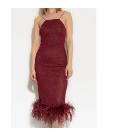Feather-Trimmed Sparkle Midi Dress