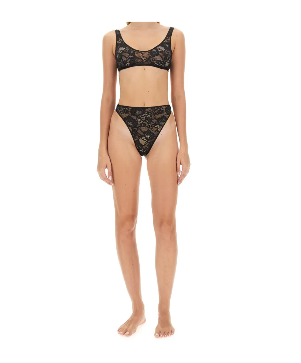 High-Waist Floral-Laced Briefs