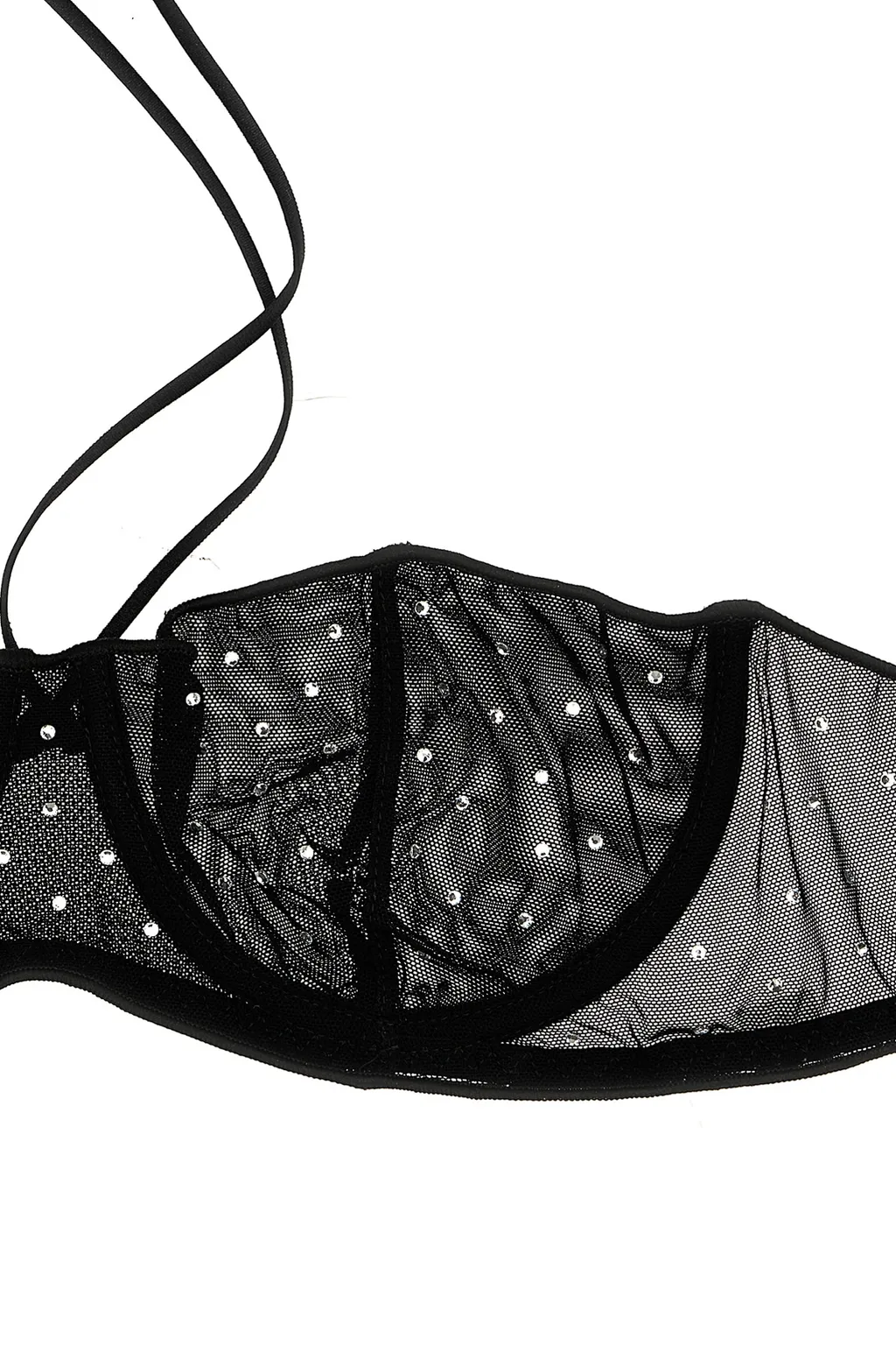 Crystal-Embellished Mesh Bra Set
