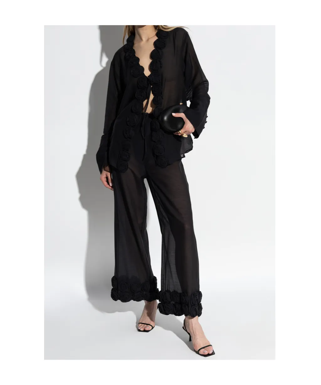 Floral-Appliqué Trousers