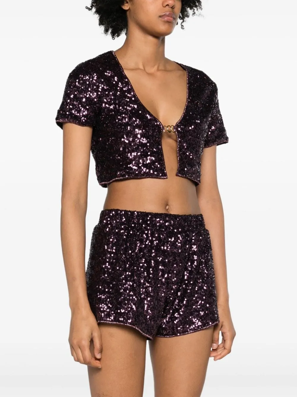 Sequinned Cropped Cardigan