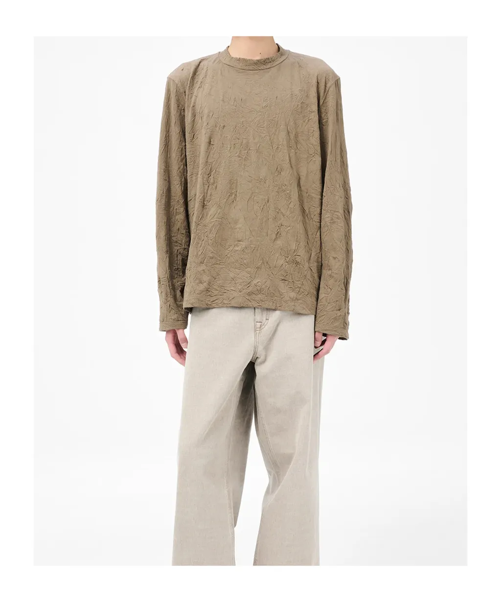Big Long-Sleeve Crinkle Jersey T-Shirt