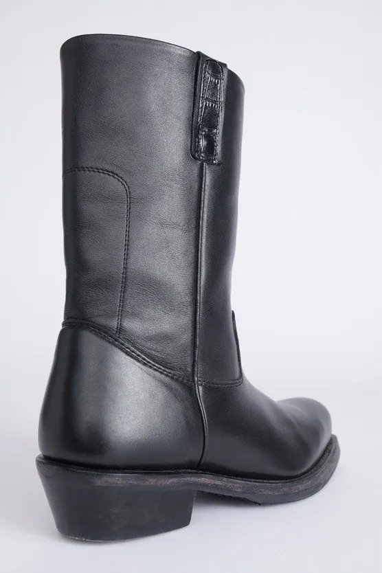 Calf-Length Leather Boots
