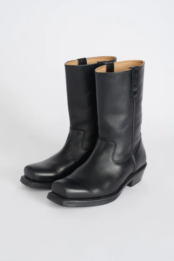 Calf-Length Leather Boots