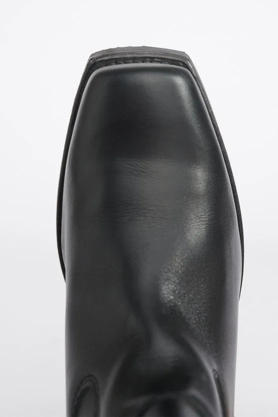 Calf-Length Leather Boots