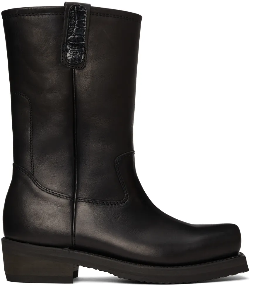 Calf-Length Leather Boots