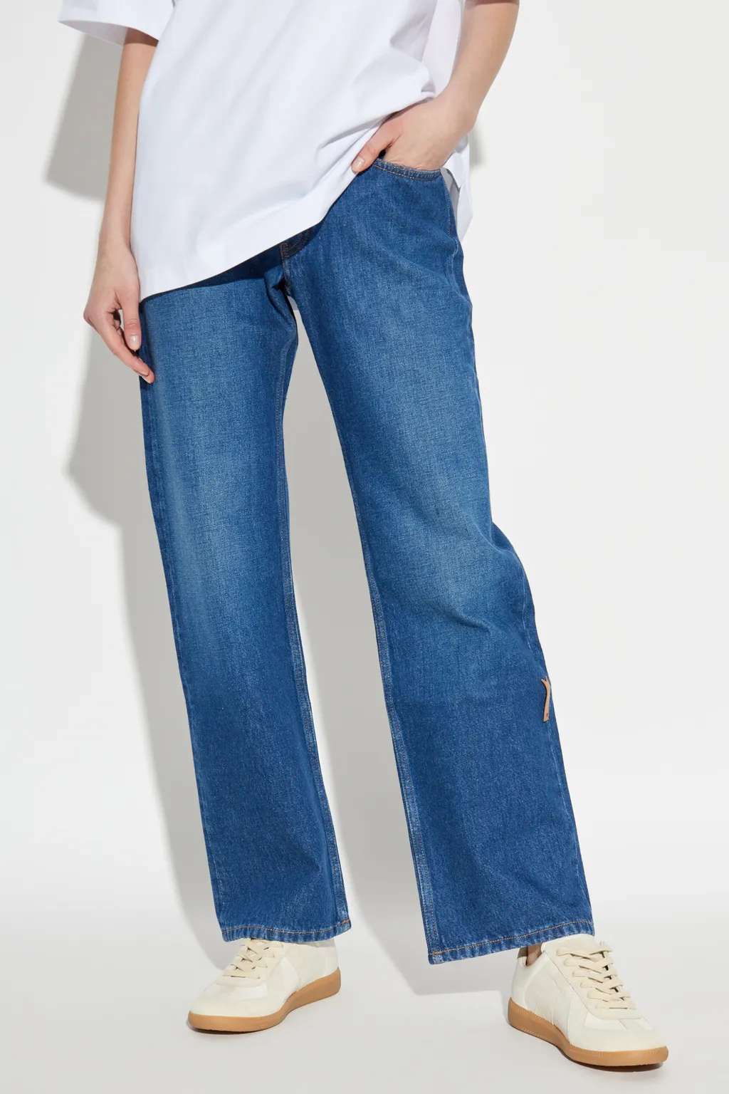 Logo Patch Straight Leg Jeans