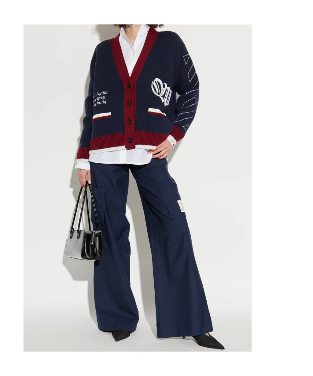 Jacquard Knit Varsity Cardigan