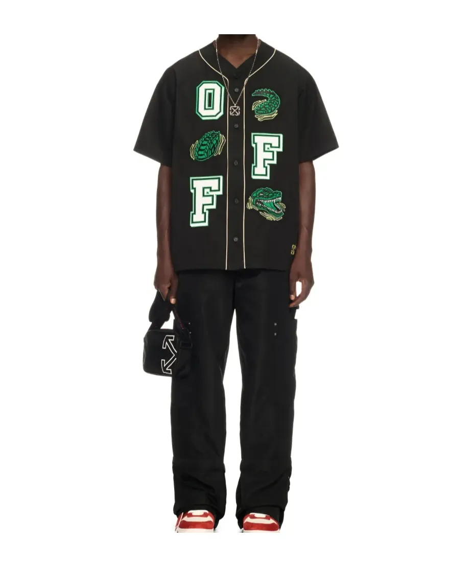 V-Neck Button-Up Baseball Shirt