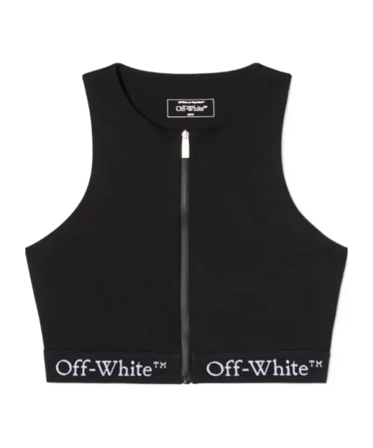 Zip-Up Crewneck Sleeveless Top