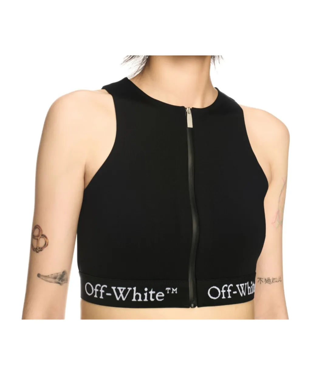 Zip-Up Crewneck Sleeveless Top