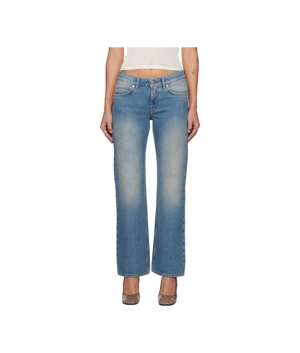 Embroidered-Logo Jeans