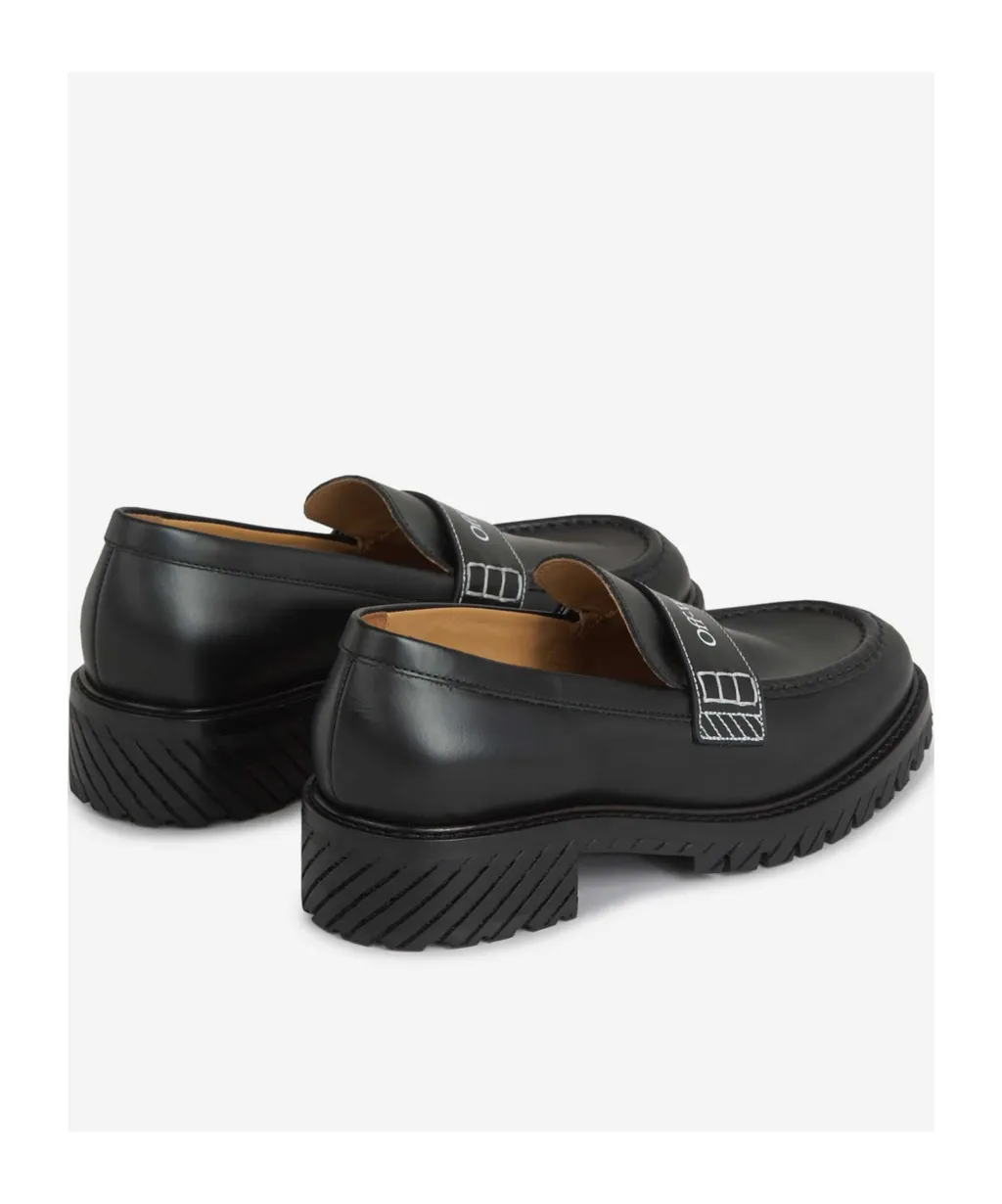 Military Logo-Print Leather Loafers