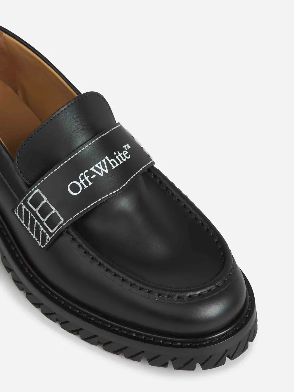 Military Logo-Print Leather Loafers