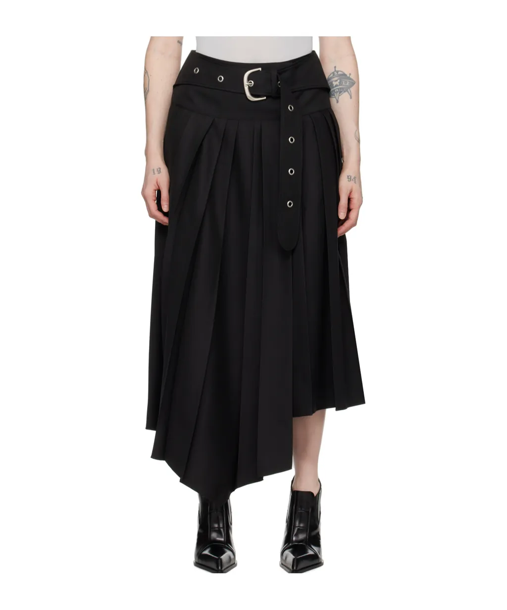Belted Pleated Midi Dress