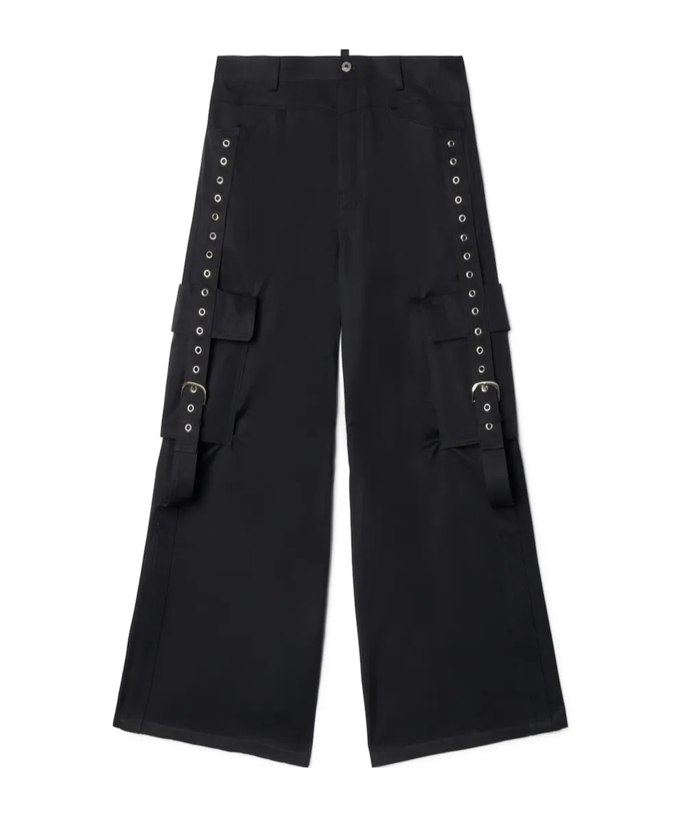 Buckled Wide Leg Cargo Trousers