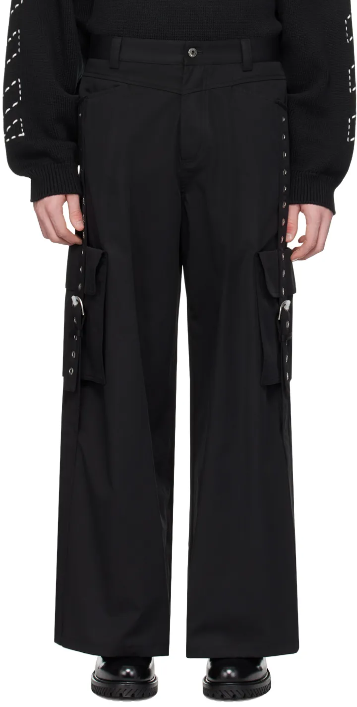 Buckled Wide Leg Cargo Trousers