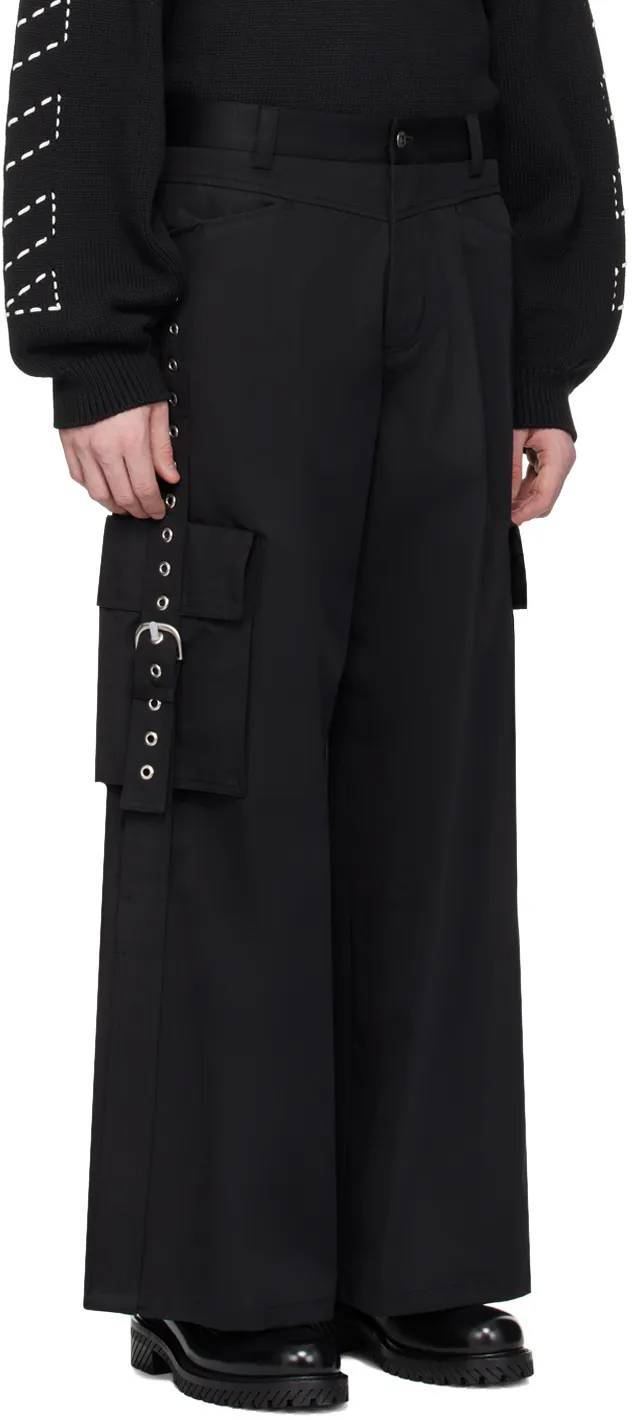 Buckled Wide Leg Cargo Trousers