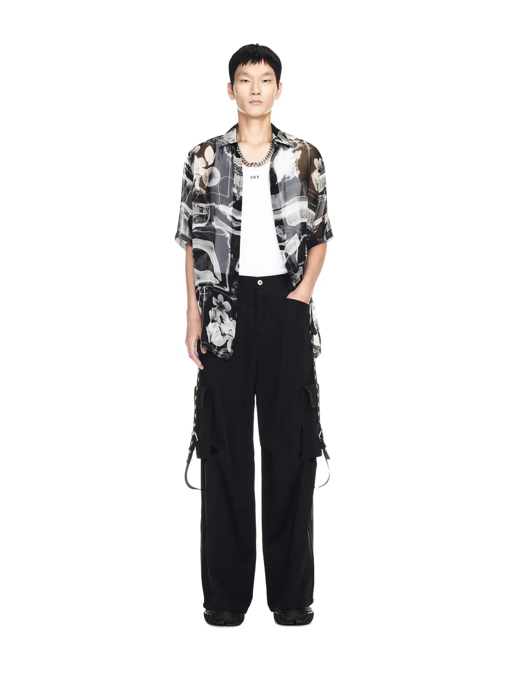Buckled Wide Leg Cargo Trousers