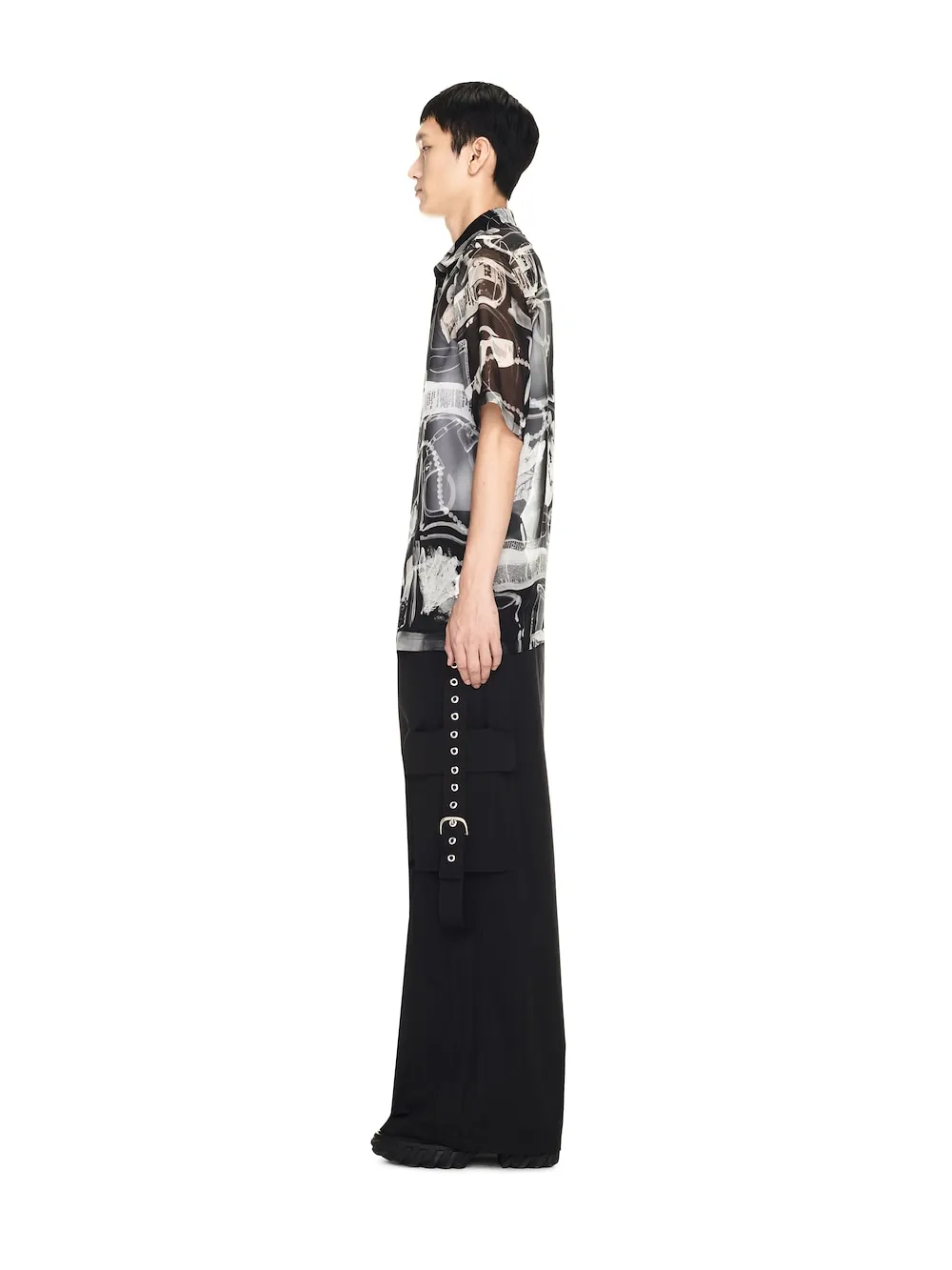 Buckled Wide Leg Cargo Trousers