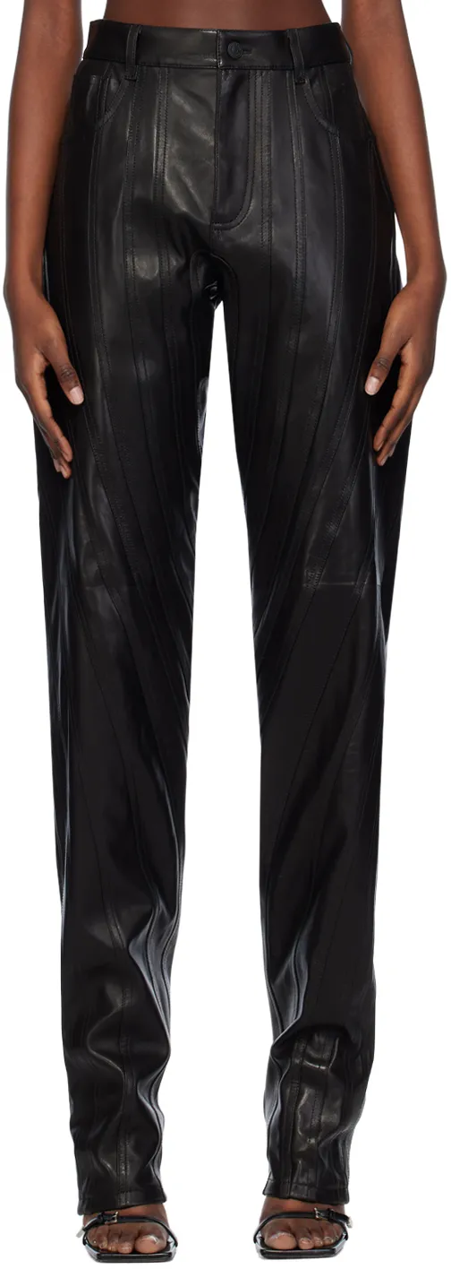 Leather Low-Waist Tapered Trousers