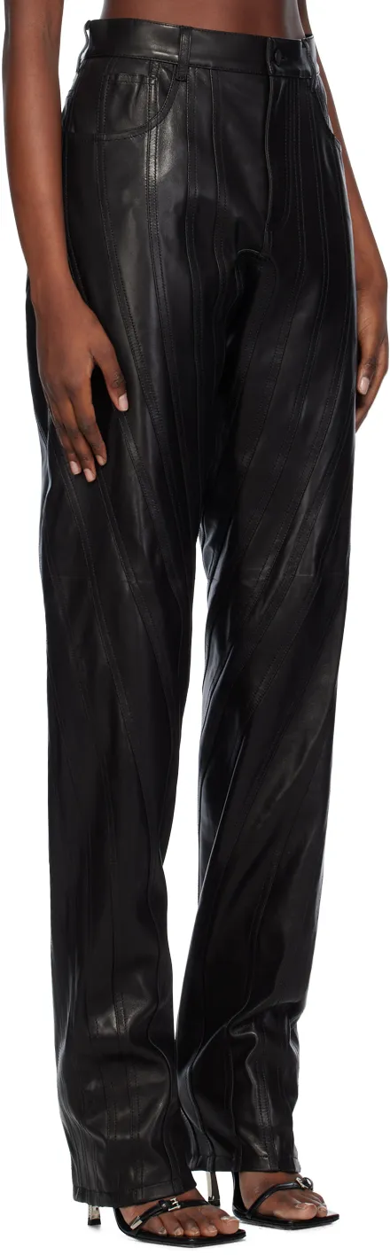 Leather Low-Waist Tapered Trousers
