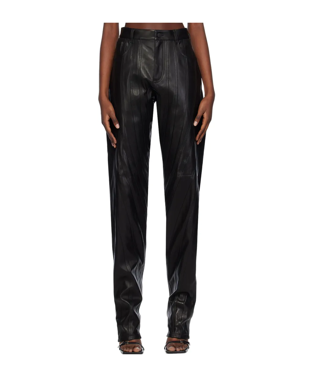 Leather Low-Waist Tapered Trousers
