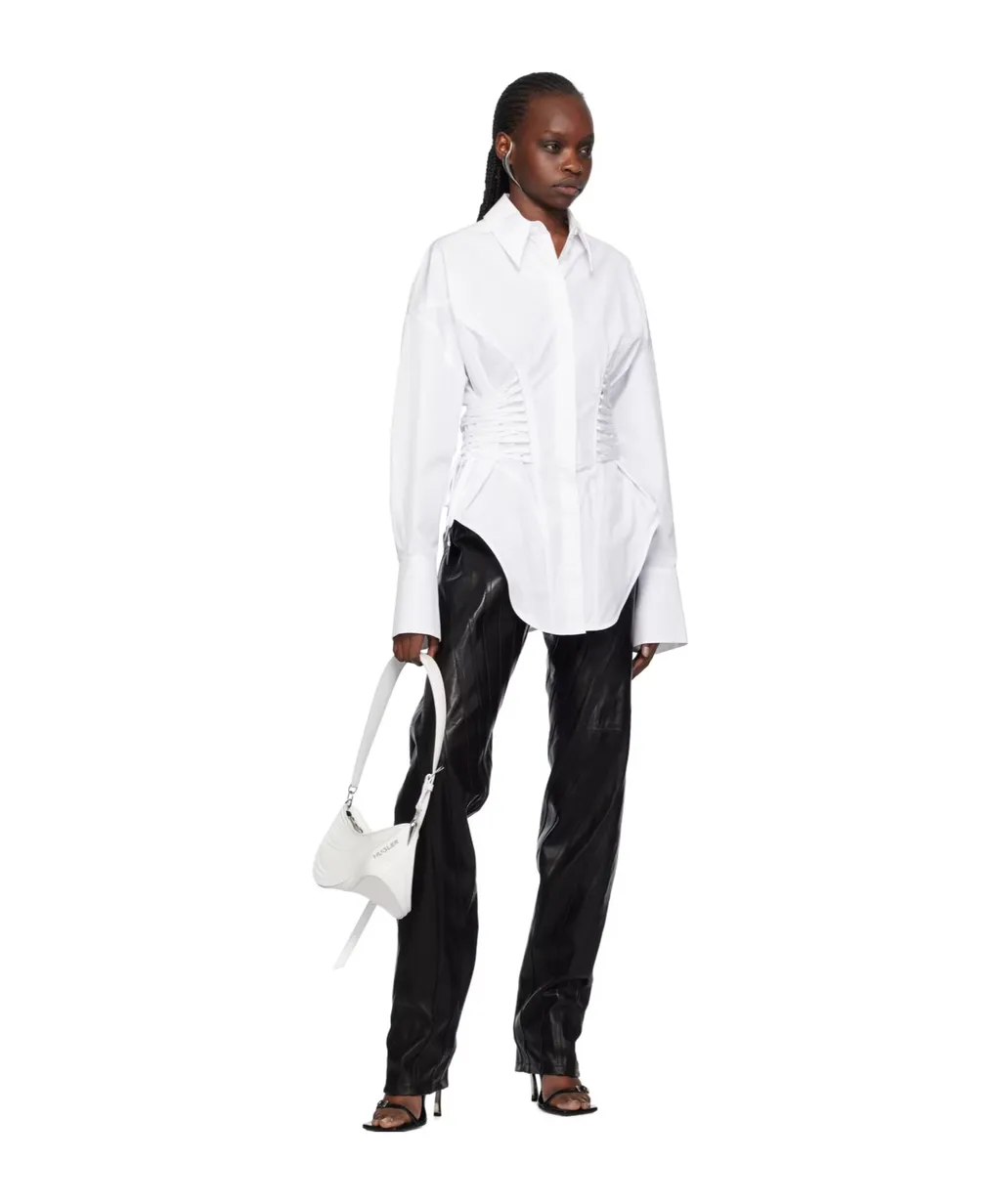 Leather Low-Waist Tapered Trousers