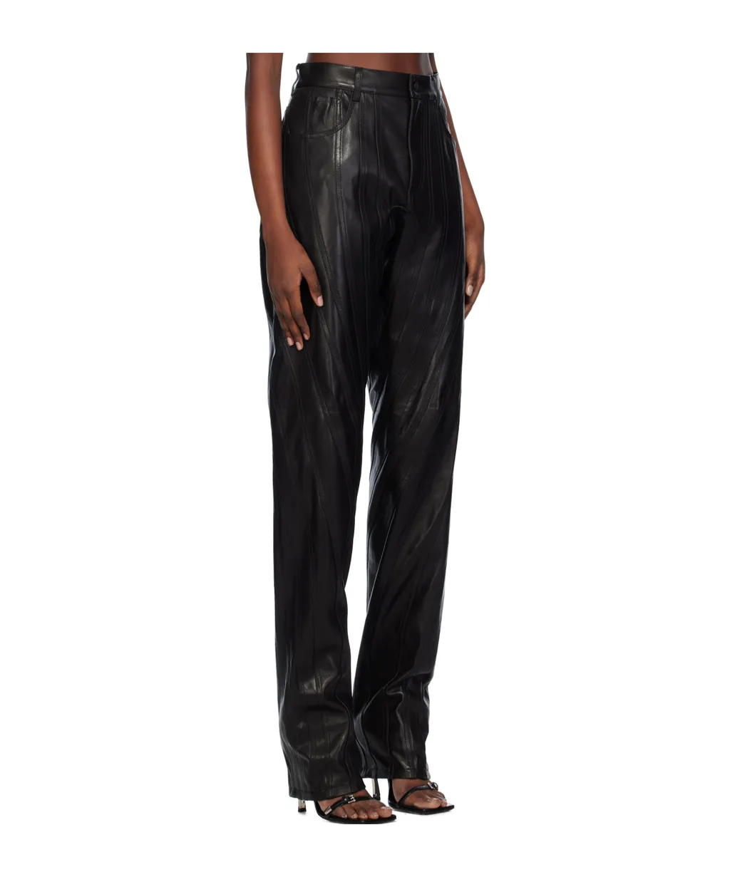 Leather Low-Waist Tapered Trousers