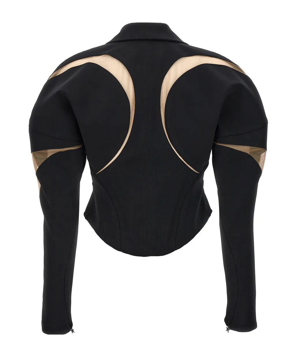 Sheer-Mesh Spiral Illusion Jacket