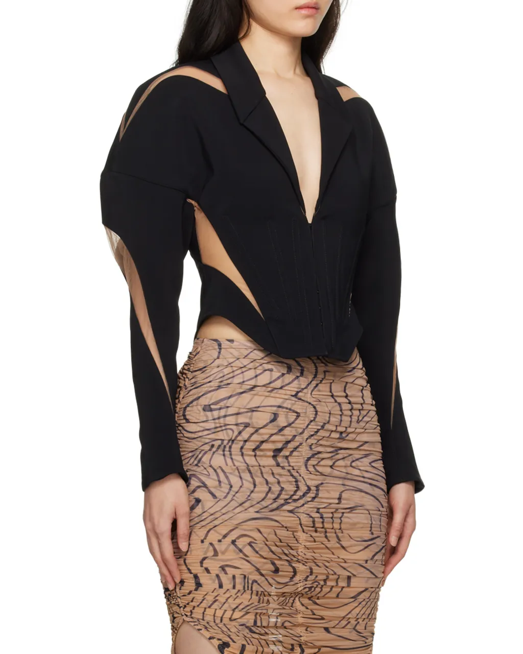 Sheer-Mesh Spiral Illusion Jacket