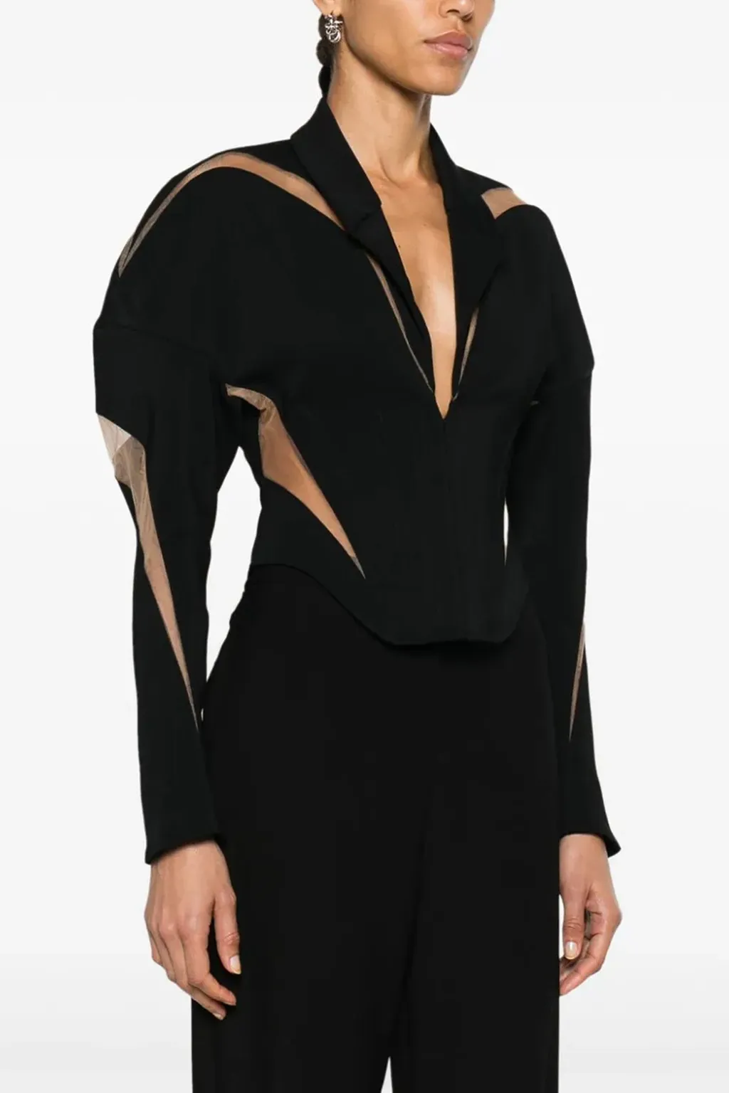 Sheer-Mesh Spiral Illusion Jacket