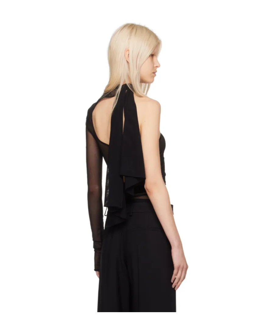 Asymmetric Tulle Bodysuit