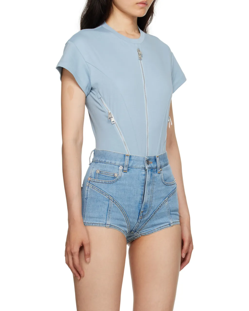 Zip-Embellished Organic Cotton Bodysuit
