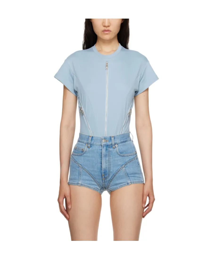 Zip-Embellished Organic Cotton Bodysuit