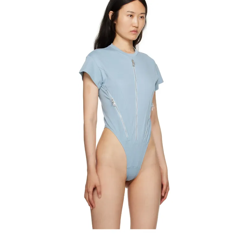 Zip-Embellished Organic Cotton Bodysuit