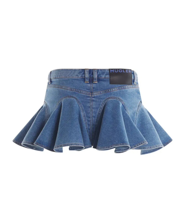 Ruffled Denim Miniskirt