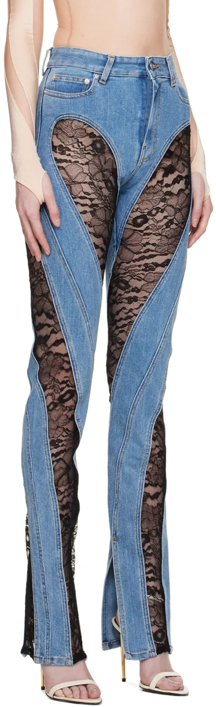 Lace-Panel Skinny Jeans