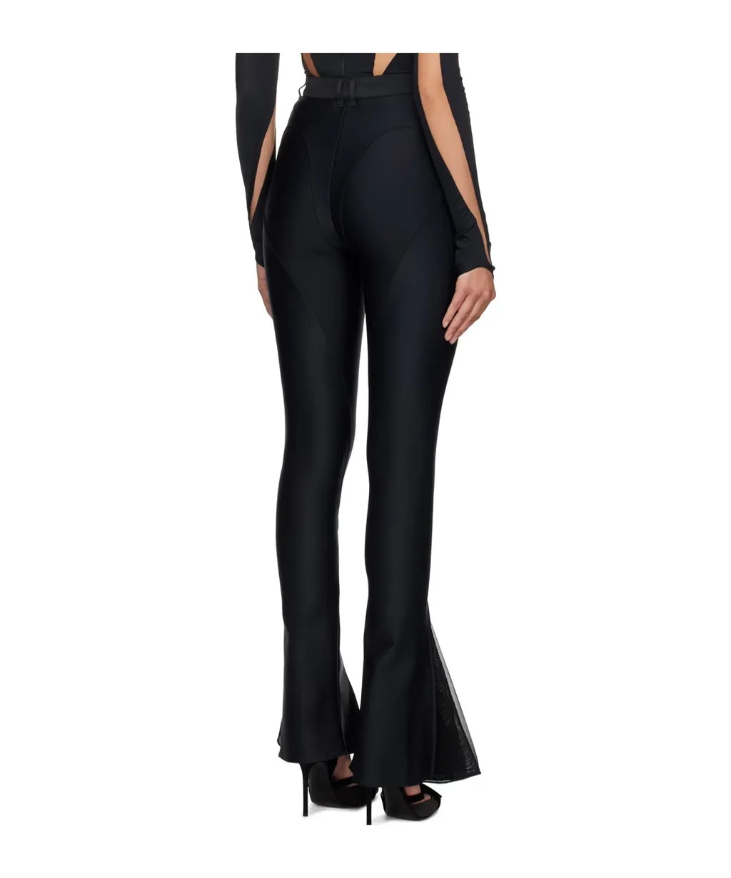 Mid-Rise Mesh Flared Trousers