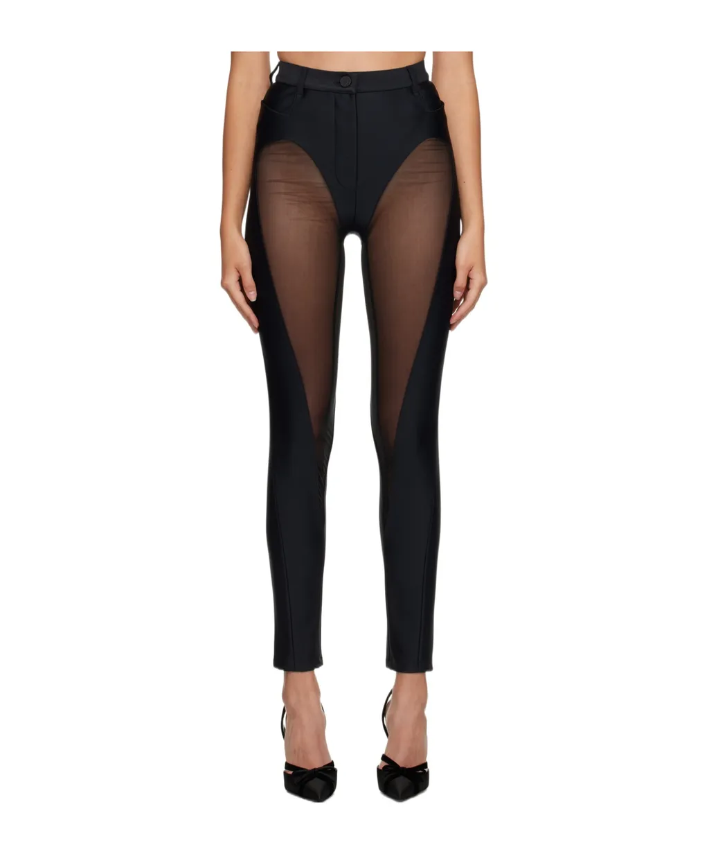 Sheer-Panel Flared Trousers