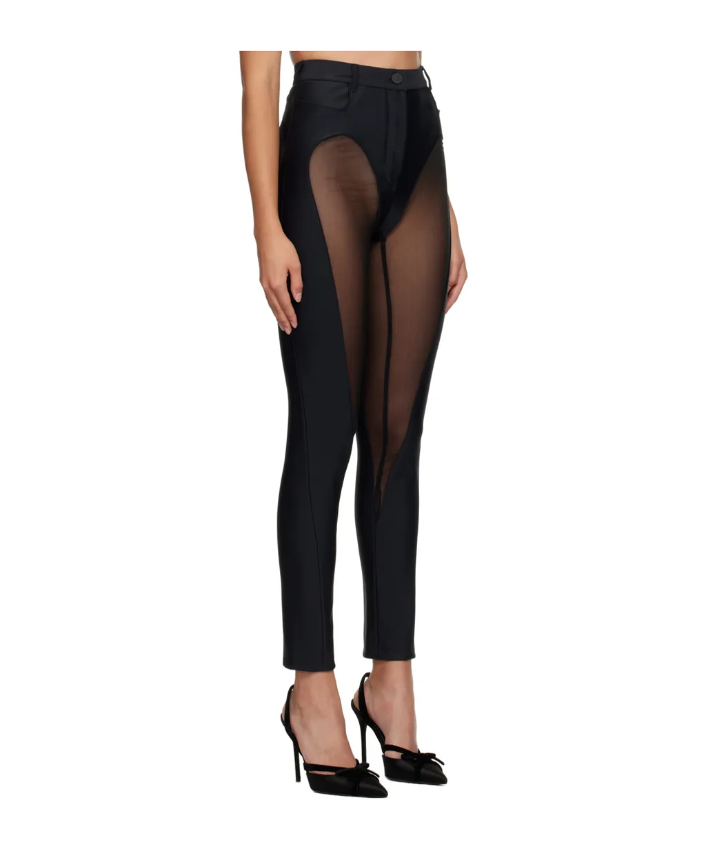 Sheer-Panel Flared Trousers
